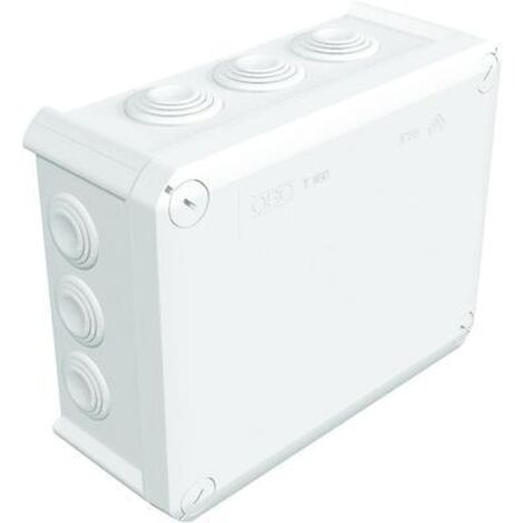 OBO Bettermann Kabelabzweigkasten mit Einführungen 190x150x77 Polypropylen, glasfaserverstärkt reinweiß RAL 9010, 2007541