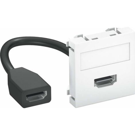 OBO Bettermann Multimediaträger HDMI mit Kabel, Buchse-Buchse 45x45mm Polycarbonat reinweiß RAL 9010, 6104826