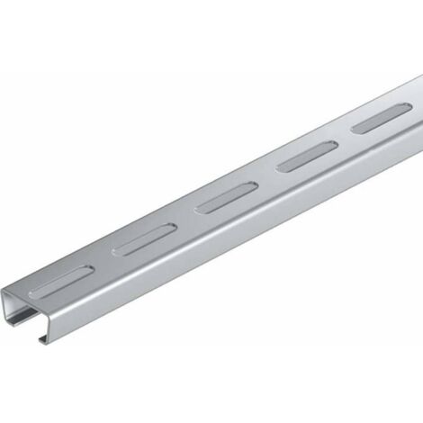 OBO Bettermann Rail profilé perforé, largeur de fente 16,5mm 2000x35x18 acier inoxydable, A2 1.4301 brut, post-traité, 1119702