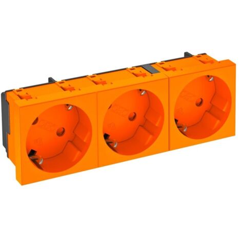 OBO Bettermann Steckdose 33°, 3-fach Schutzkontakt 250V, 10/16A Polycarbonat reinorange RAL 2004, 6120125