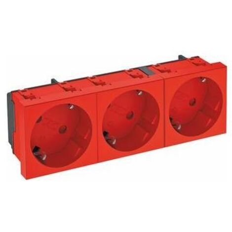 OBO Bettermann Steckdose 33°, 3-fach Schutzkontakt 250V, 10/16A Polycarbonat signalrot RAL 3001, 6120129