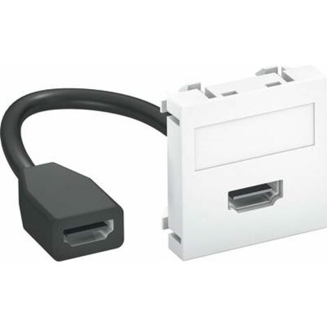 OBO Bettermann Supporto multimediale HDMI con cavo, femmina-femmina 45x45mm policarbonato bianco puro RAL 9010, 6104826