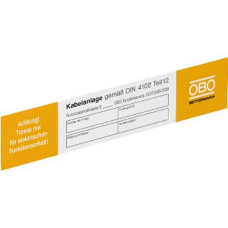 OBO Bettermann Targhetta di identificazione per mantenimento della funzionalità 250x43mm polivinilcloruro bianco, 7205423