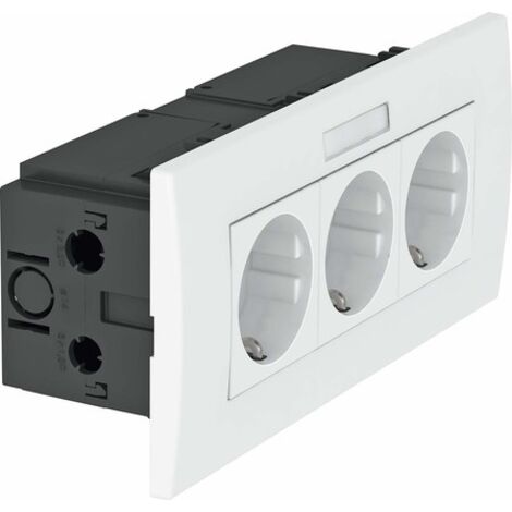 OBO Bettermann Unità presa Modul 45, 3 posti 84x185x59mm policarbonato bianco puro RAL 9010, 6119433