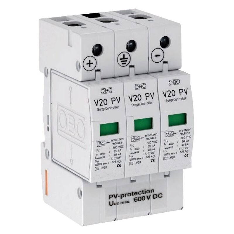 OBO - Parafoudre Bettermann V20-C 3PH-600 tripolaire type 2 600V dc 5094605
