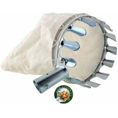 Obstpflücker, Gartengerät aus Metall zum Sammeln von Äpfeln, Zitrusfrüchten, Birnen und Pfirsichen mit Auffangsack, Gartengerät.