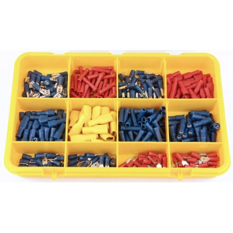 Oc-Pro – Assortiment de 390 cosses électriques – Cosses mâles et femelles 6.35mm et 9.5mm – Pour câblage électrique professionnel