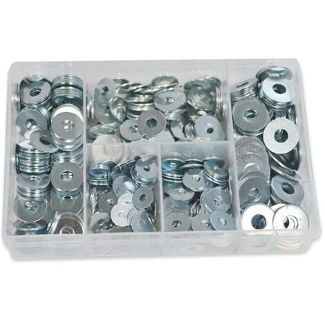 Oc-Pro – Assortiment de 500 rondelles en acier zingué – 5 dimensions 4x14 à 8x22 mm – Résistance à la corrosion pour fixation durable