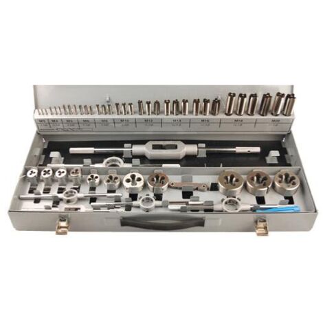 Oc-Pro – Coffret de 11 tarauds et filières HSS de 3 à 20 mm – Précision et durabilité pour travaux de filetage – Inclus 5 porte-filières et tournevis