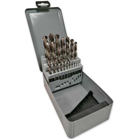 Oc-Pro – Coffret de forets hélicoïdaux HSS coupe à gauche 1 à 13 mm – 25 pièces pour acier jusqu'à 900 N/mm² – Fini brillant et concentricité optimale