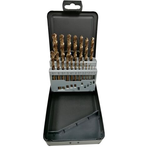 Oc-Pro – Coffret de forets HSS M35 cobalt 5% – 19 forets de 1 à 10 mm – Affûtage en croix pour perçage inox – Excellente concentricité