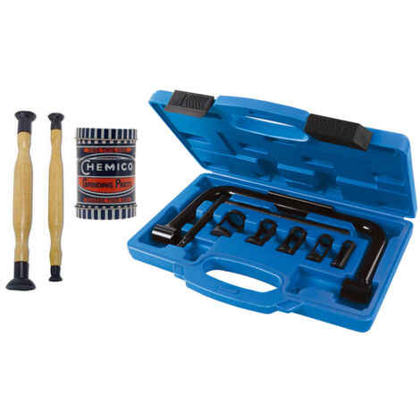 Oc-Pro – Lève soupapes universel avec 2 rodoirs de soupapes – Pâte à roder grains gros et fins – Embouts 16-30 mm – Mallette rigide incluse