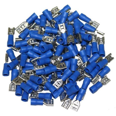 Oc-Pro – Cosse électrique femelle à sertir partiellement isolée bleue 6.3mm – Section 1.5 à 2.5 mm² – Lot de 100 cosses pour connexions fiables
