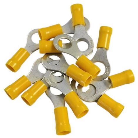 Oc-Pro – Cosses électriques à œil de 8 jaunes – Sachet de 50 cosses – Section de fil 2.5 à 6 mm² – Double sertissage pour connexions fiables