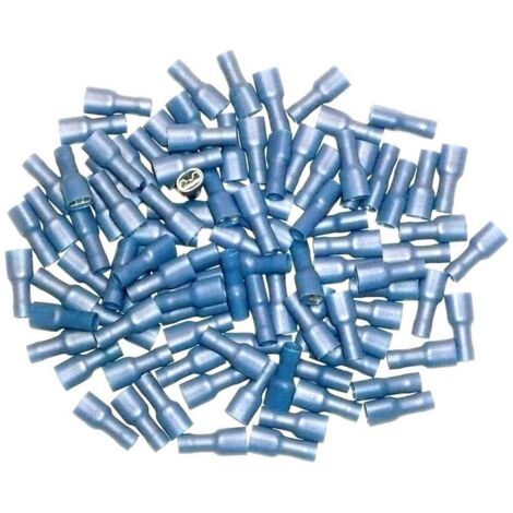 Oc-Pro – Cosses électriques femelles plates 6.3 mm – Entièrement isolées – Connexion sécurisée double sertissage – Lot de 100 cosses bleues