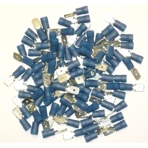 Oc-Pro – Cosses électriques mâles plates bleues 6.3mm – Sachet de 100 cosses – Connexions fiables pour projets électriques