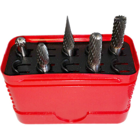 Oc-Pro – Fraises limes carbure de tungstène assortiment de 5 fraises Ø 6mm – Pour mini-meuleuses pneumatiques – Coupe nette sans éclat