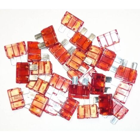 Oc-Pro – Lot de 25 fusibles enfichables 10A – Protection appareils électriques – Dimensions 19x4,5mm – Couleur rouge standard