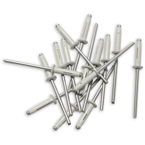 Oc-Pro – Rivets trigrip 4 x 20 mm blancs – Aluminium Bulbex pour plaques minéralogiques – Lot de 80 rivets pour fixation durable