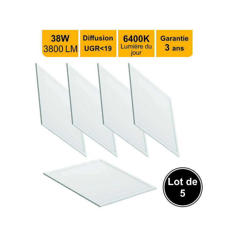 [OCCASION] Lot 5 dalles LED 38W 60x60 UGR19 3800lm 6500K - garantie 5 ans