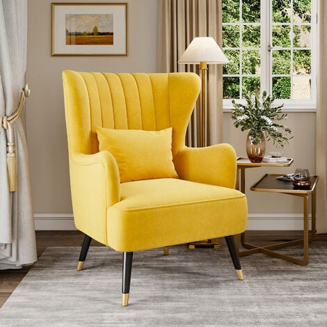 Occasion Velvet Wingback Armchair With Cushion