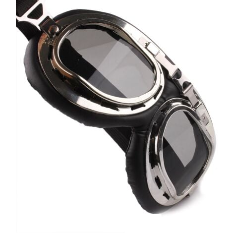 DPZO Occhiali da moto Butterme, stile aviatore vintage, protezione UV, occhiali di sicurezza per motociclisti (marrone scuro)