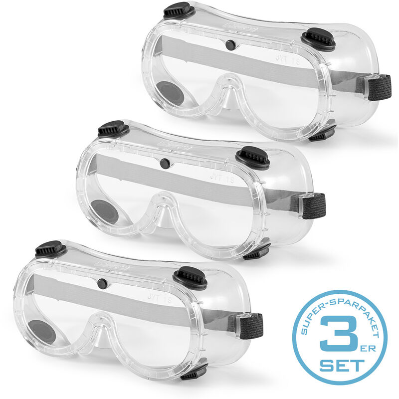 Image of Occhiali di sicurezza Stahlwerk Occhiali di sicurezza a cestello sopra gli occhiali di protezione con cinturino di fissaggio flessibile set di 3