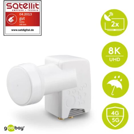 occhio lnb parabola  satellitare indipendente hdtv 4k 8k uhd 3d 2 uscite