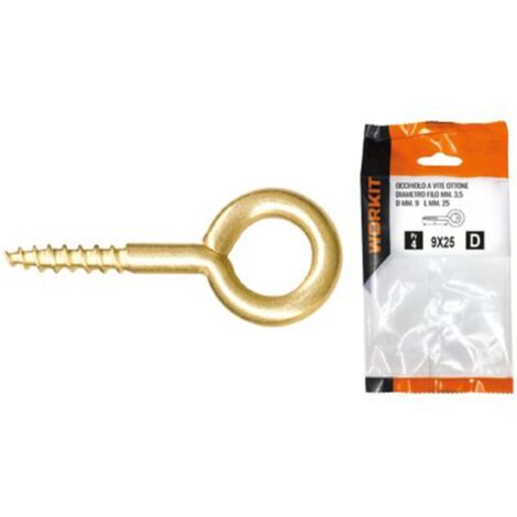 OCCHIOLO A VITE OTTONE SELF WORKIT - MOD 17X40 MM 6X18X2,5 CF=PZ 4 - 5 confezione