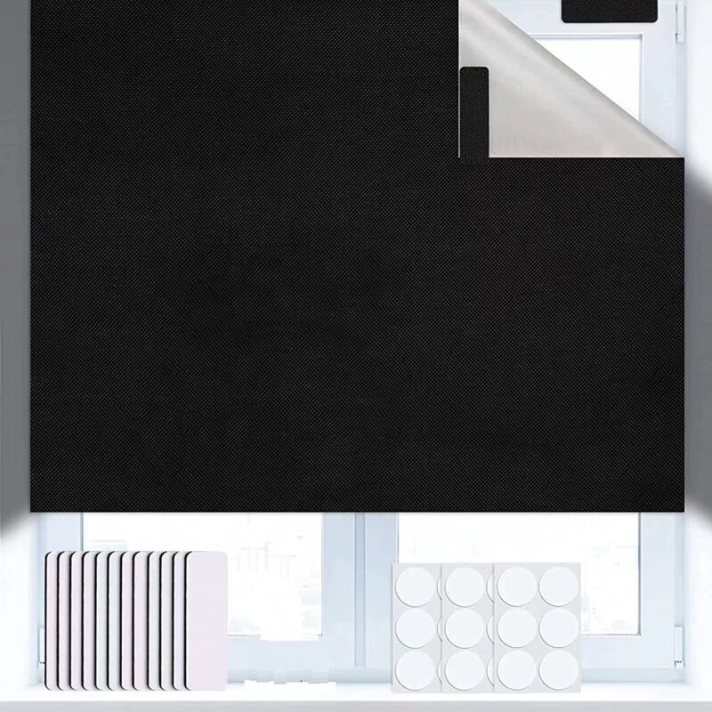 Occultant sans Perçage 150x200cm, Découpable Tissu Occultant Isolation Thermique pour 100%, Portable Rideaux Occultants Thermiques, Convient pour