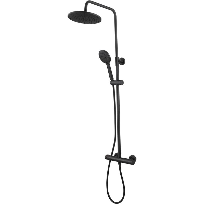 Ocea Colonne de douche thermostatique hauteur réglable Chrome noir mat
