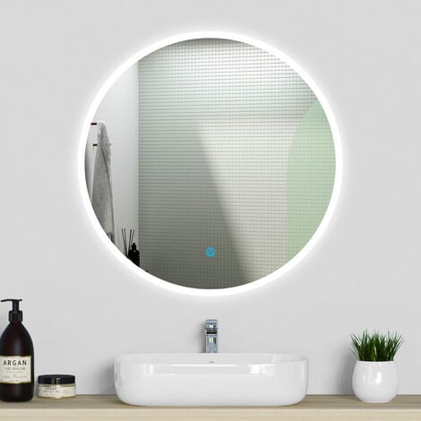 Anti-buée Miroir salle de bain rond LED monochrome lumineux 90/100/120cm