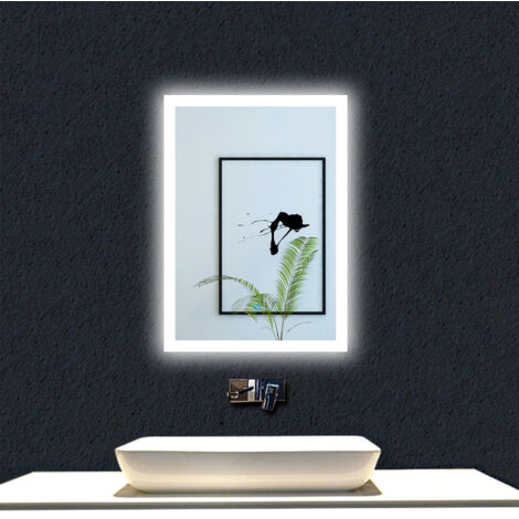 OCEAN 70x50cm Specchio da bagno rettangolare a LED, antiappannamento, tre luci
