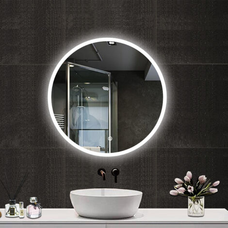 OCEAN 70x70cm Specchio da bagno rotondo a LED, antiappannamento, dimmerabile all'infinito