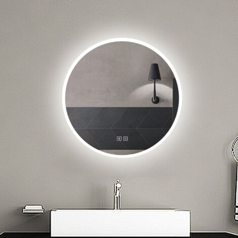 OCEAN 70x70cm Specchio da bagno rotondo a LED, Bluetooth, antiappannamento, dimmerabile all'infinito