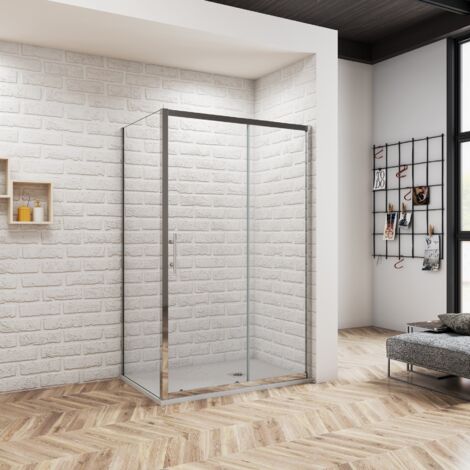 OCEAN SANITAIRE Océan Cabine de douche 140x90x190 cm - Porte coulissante + paroi latérale - Étanchéité renforcée - Montage facile