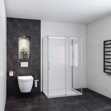 CABINE DE DOUCHE Paroi Verre Transparent 2 Portes Ouverture Centrale