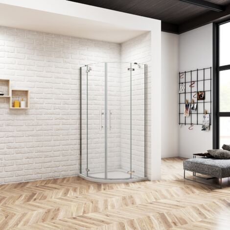 Océan Cabine de douche d'angle 1/4 rond 90x90x195 cm - Porte à charnière - Design moderne - Étanche et facile à nettoyer