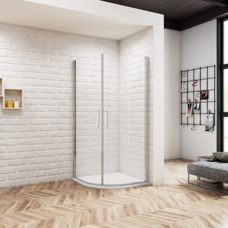 Océan Cabine de douche d'angle 1/4 rond 90x90x195 cm - Verre anticalcaire - Design moderne - Étanche et facile à entretenir