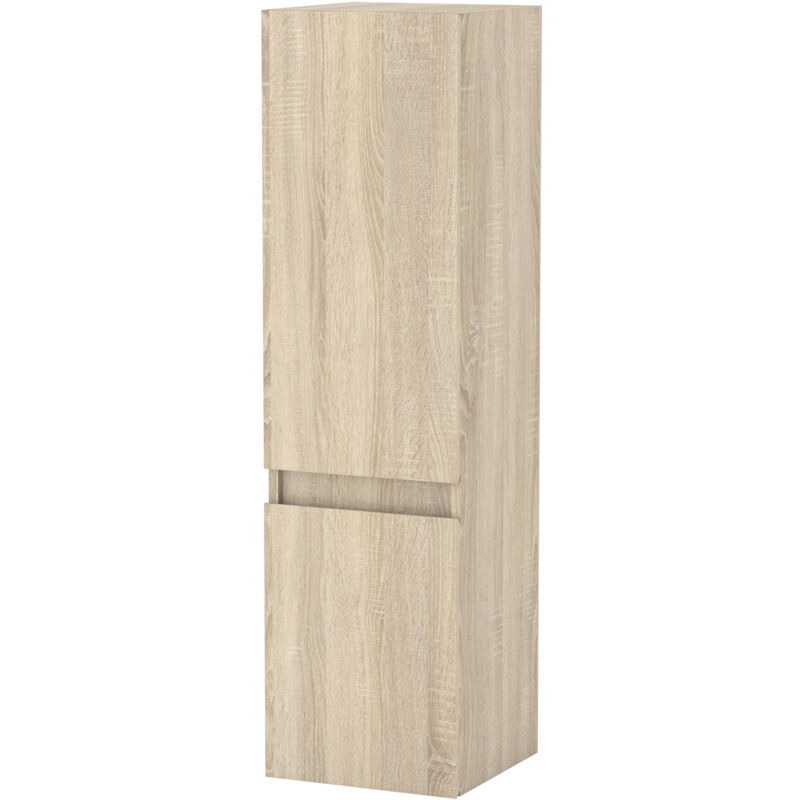 Ocean Sanitaire - Ocean Colonne de Salle de Bain Haute avec 2 Porte, Compartiment,30x30x110cm chêne