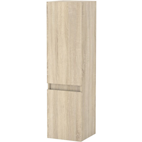 Ocean Colonne de Salle de Bain Haute avec 2 Porte, Compartiment,30x30x110cm chêne
