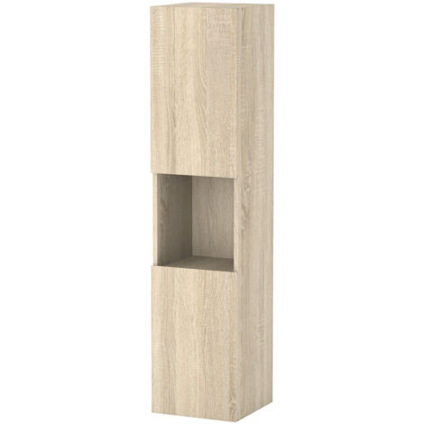 Ocean Colonne de Salle de Bain Haute avec 2 Porte, Compartiment,30x30x131.5cm chêne