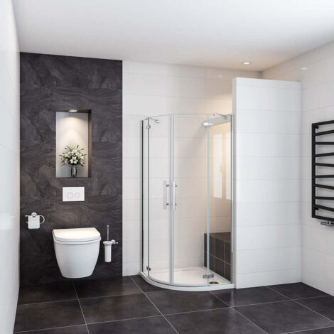 Océan Douche italienne avec receveur et une bonde et un tuyau cabine de douche pivotante 90x90x195cm 1/4 de cercle