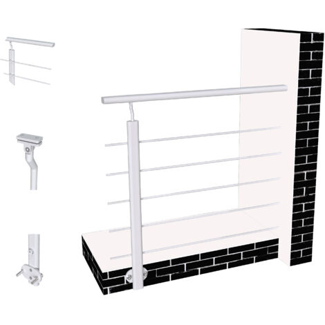Océan Garde-corps aluminium 100 cm - Rampe d'escalier argenté  - Intérieur & extérieur - Idéal pour entrée de maison ou jardin