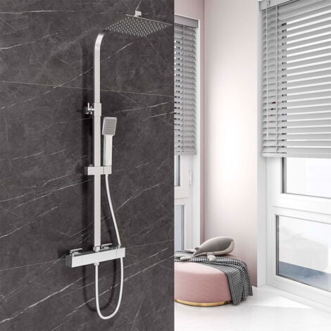 OCEAN ITALY Colonne Doccia Termostatiche Cromo, Colonna Doccia con Miscelatore Termostatico Altezza Regolabile 73-115cm