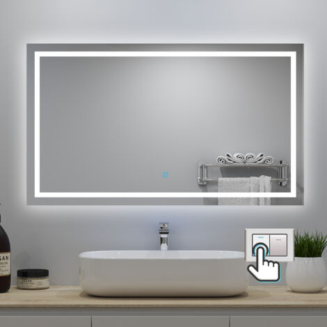 Ocean LED Miroir de salle de bain 120x70 cm Tris couleurs dimmable avec anti-buée et fonction mémoire