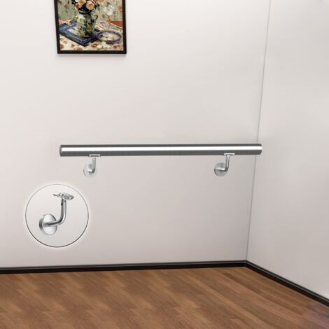 Océan Main Courante Murale pour Escalier en Inox 304 - Rampe Escalier 150 cm avec Supports Fixation et Embouts Inclus - Usage Intérieur & Extérieur