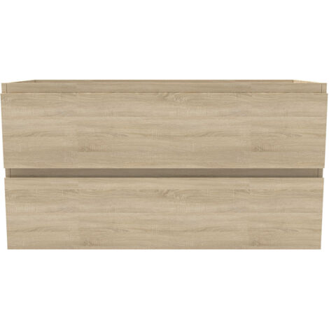 Ocean Meuble de salle de bain 99cm sans vasque, 2 tiroirs, Suspendu, chêne mat