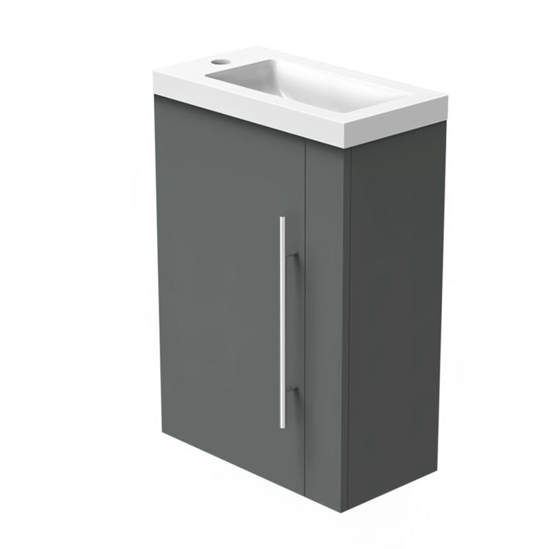 Ocean Meuble Lave-Mains Moderne à Suspendre avec lavabo, Meuble de Rangement avec Une Porte et 2 étagères 440 mm / Arthracite