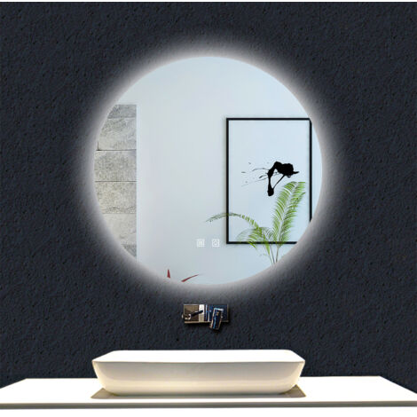Ocean Miroir de Salle de Bain LED Rond, avec 3 couleurs lumière, Dimmable, Anti-buée